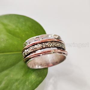 Bague Bohème en Argent Sterling 925 pour Femme Bague de Pouce Fidget Bijoux Faits à la Main Fête Yoga Bague Spinner pour Homme - Product Image 4