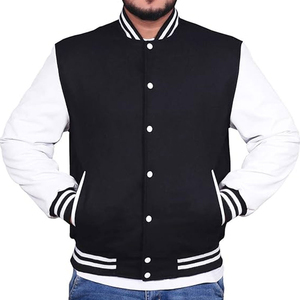 Veste de baseball en cuir à manches longues pour homme avec impression personnalisée, couleur unie, chaude pour l'hiver, veste de baseball pour homme OEM - Product Image 1