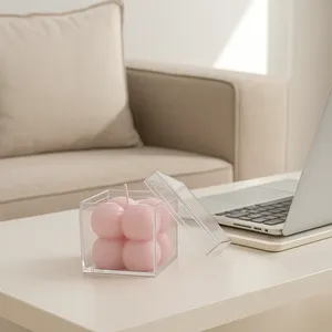 50 Pink <b>Paraffin</b> Bubble Candles for Home Decoration - Product Image 2