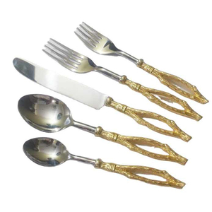 Juego de cubiertos de cocina de acero inoxidable, diseño real con chapado en oro y mango único, nuevo desarrollo - Product Image 6