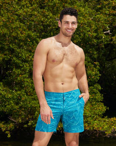 Pantalones cortos de natación para hombre OEM, bañadores de agua estampados de fábrica, pantalones cortos de gimnasio lineales elásticos, pantalones cortos de playa informales para hombre - Product Image 2