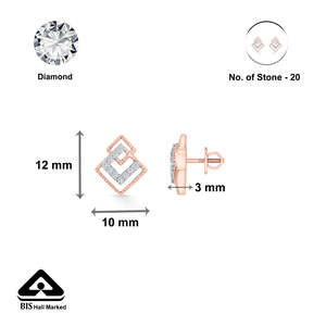 Boucles d'oreilles pendantes en or 14 carats Prismatic Union pour femmes, clous d'oreilles étoiles en diamant taille princesse et taille émeraude, or rose et or blanc - Product Image 6