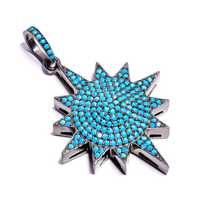 Colgante de Plata de Ley 925 hecho a mano hermosa estrella turquesa diseñador encantos joyería fina colgantes y dijes hechos a mano - Product Image 3