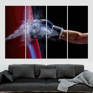 Art sur toile sur le thème de la boxe : Décoration pour homme en verre trempé imprimé, lot de 4 toiles - Product Image 1