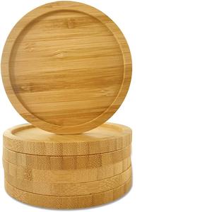 Lot de 6 sous-verres en bois massif l de forme ronde pour le thé, la Table basse, le dessous de verre décoratif - Product Image 1