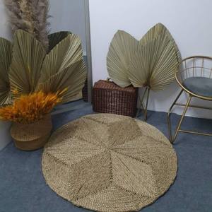 Tapis rond pliable en jonc de mer naturelle, fait à la main, tapis de sol tressé, taille personnalisable, tapis et moquettes - Product Image 4