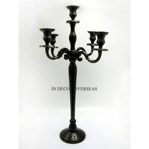 เชิงเทียนโลหะ5แขนเคลือบผงสีดำสนิทสำหรับตกแต่งงานแต่งงาน - Product Image 1