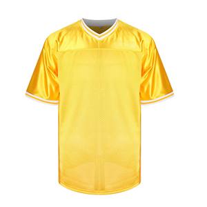 Maillot de football jaune pour hommes, court, respirant, en maille antibactérienne, séchage rapide, uniforme d'équipe personnalisé, logo personnalisé, entraînement, entraînement - Product Image 1