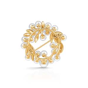 Broche fine en argent sterling Jeulia Lady Pearl Leaf Circle avec perle de culture - Product Image 3
