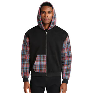 Vêtement de sport IMPLEX, fabricant de vêtements, sweat à capuche zippé en molleton français 100% coton, patchwork, couleur contrastée, pour homme - Product Image 1