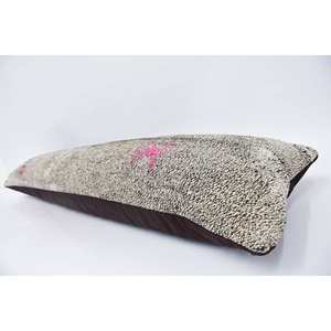 Almohada de lana gris con patrón de rayas sutiles de 12x48 pulgadas tejida en estilo Kantha Vintage bordado con diseño tejido intrincado - Product Image 5