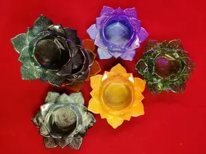 Fourniture indienne faite à la main en résine chauffe-plat bougeoir Festival bureau noël décoratif différentes tailles autres bougeoirs - Product Image 2