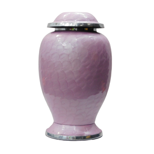 Modern Adult Aluminium Cremation Urns With Three Line Design Pink <b>Enamel</b> Finished <b>Metal</b> Funeral Urns <b>For</b> Human Ashes - Product Image 3