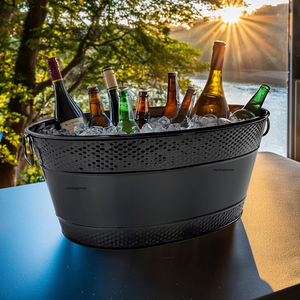 Producto de fabricación a granel de calidad superior con recubrimiento en polvo negro, cubo de hielo para bebidas, Enfriador de cerveza y vino, cubo de hielo para celebración ovalado - Product Image 3