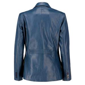 Chaqueta de cuero de otoño invierno personalizada de tendencia superior para mujer con cuello vuelto sólido mangas completas y forro de satén transpirable - Product Image 2