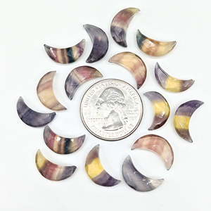 Multi Fluorite Faceted Crescent <b>Moon</b> Shape Gemstone for Jewelry Making, Loose Hand Carved Fluorite Carving Briolette Beads, 16mm - Product Image 4