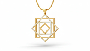 Colgante de Diamantes con Marco Cuadrado Moderno, Oro Amarillo de 18K, 124 Diamantes Naturales, Certificado IGI, Joyería Fina de Moda, Regalo de Cumpleaños o Aniversario - Product Image 4