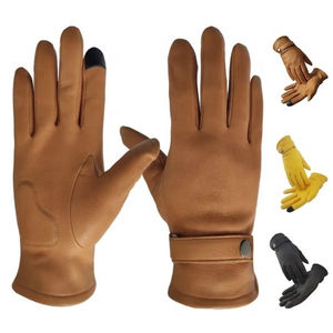 Gants en cuir pleine main en peau de mouton véritable non doublés pour hommes, logo personnalisé, design simple, tendance, écran tactile, cyclisme quotidien - Product Image 6