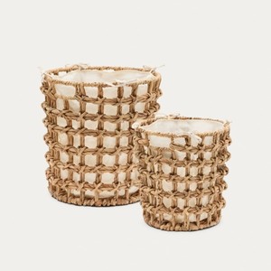 ตะกร้าเก็บของจากผักตบชวา ยั่งยืน เป็นมิตรกับสิ่งแวดล้อม ทอมือ ทรงกลม สำหรับใช้ในบ้าน ซักผ้า จัดเก็บ ขายส่ง - Product Image 1