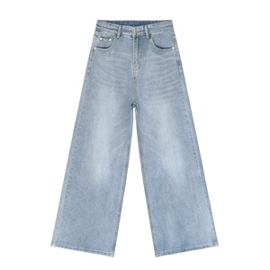 High Street Jeans High Quality Cotton Pencil Pants acid Wash <b>Denim</b> <b>Trousers</b> 100%cotton Distressed Mid pants - Product Image 5