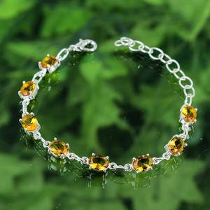 Citrine Silver <b>Bracelet</b> Handmade Yellow Gemstone Jewelry <b>Adjustable</b> Chain <b>Bracelet</b> Sterling Silver Jewelry Gift for Her Jewelry - Product Image 1