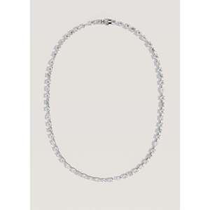Amara White Gold Fancy Shape Tennis <b>Necklace</b> Elegant Diamond Design - Product Image 1