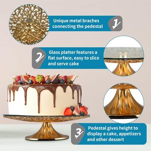 NOUVEAU Support à gâteau classique en métal doré MIRROR TOP Présentoir à desserts audacieux et élégant Parfait pour les mariages, les fêtes et les événements haut de gamme - Product Image 3