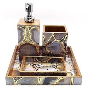High Quality Four-Piece Set Premium Epoxy Resin <b>Bathroom</b> Accessories Eye-Catching Design Low Price Complete <b>Bathroom</b> Article - Product Image 4