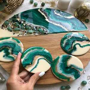 Artistic Wooden coaster Set Floral Embedded Design Modern Style square Shape Customizable Options for Home Restaurant Use <b>Gifts</b> - Product Image 1