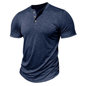 À la mode et élégant grande taille hommes Henley chemise Durable respirant tricoté coton décontracté sans col conception pour toutes les occasions - Product Image 4