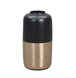 Vase à fleurs moderne fait main en fer noir plaqué or avec pièce décorative pour les intérieurs du salon et de la chambre - Product Image 1