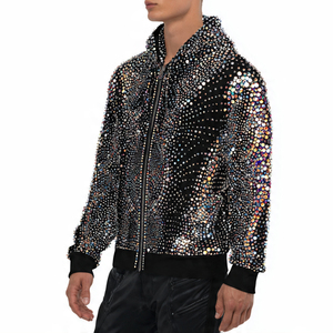 Sudadera con Capucha Extra Grande con Pedrería para Hombre, Hombros Caídos, Estampada con Pedrería, Sudadera con Capucha de Moda Urbana para Hombre, Invierno - Product Image 3