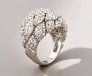 Anillo de bodas de oro blanco de 14kt con aprox. 5ct Natural Cut Diamond Bold Dome Cluster Cóctel Compromiso Anillos de diamantes finos - Product Image 4