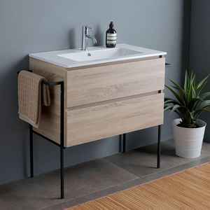 Meubles-lavabos de salle de bain 80 cm avec 2 tiroirs, miroir 80x60 et 2 porte-serviettes Belize - Product Image 3