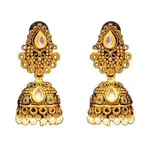 Indian Jewelry Collection Light Pink Color Rhinestone Antique Earrings for women and girls