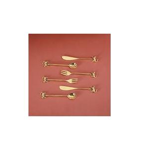 Brass Spoon for Handle Design Piece and Customized Size Brass Twig Leaf Handle Gold <b>Dessert</b> Spoon and <b>Fork</b> Set - Product Image 6