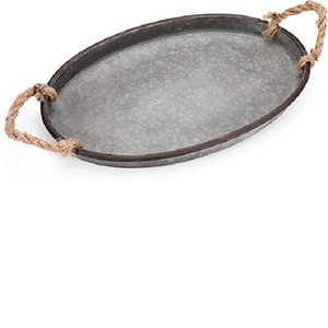 Bandeja de hojalata de Metal hecha a mano para servir comida, mesa de comedor decorativa, bandeja superior y la Oficina para el hogar, bandeja para servir café - Product Image 3