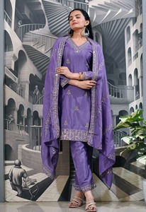 Vestido bohemio de verano con cuello en V estilo lindo bordado de secuencia pesada 5 MM trabajo tejido hasta la rodilla largo con patrón sólido - Product Image 3