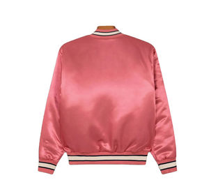 Men's <b>Thin</b> Satin Varsity Bomber <b>Jacket</b>-Durable <b>Waterproof</b> Eco-Friendly Casual Outerwear OEM Custom Service - Product Image 2
