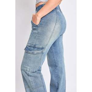 Nuevos pantalones Cargo para mujer, pantalones informales para mujer, ropa de mujer, cintura alta, múltiples bolsillos, pierna ancha, estilo callejero, pantalones de mezclilla para mujer - Product Image 3