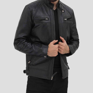 Chaqueta de cuero auténtico de vaca para hombre, diseño moderno, personalizada con bordado, cómoda y suave. - Product Image 6