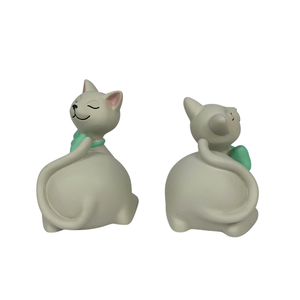 Figurine de chat gris fait à la main mignon style artificiel artisanat en résine pour la décoration intérieure ou les cadeaux directement de l'usine - Product Image 2