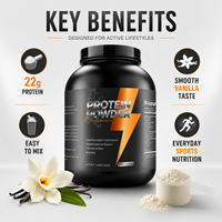 Vente en gros de poudre de protéines de lactosérum à la vanille 2,5 lb (1,13 kg) 22 g de protéines, nutrition sportive, complément alimentaire, OEM ODM, étiquette privée