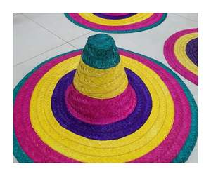 Sombrero de paja hecho a mano de primera calidad con detalles coloridos-Sombrero de paja de calidad de exportación para festivales, ropa de playa y venta al por menor - Product Image 1