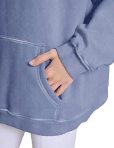 Conjunto Deportivo de Pantalones Cortos con Capucha de Punto Estampado para Mujer, Otoño Invierno, Color Sólido, Informal, Holgado, con Capucha Delantera, Ecológico - Product Image 4