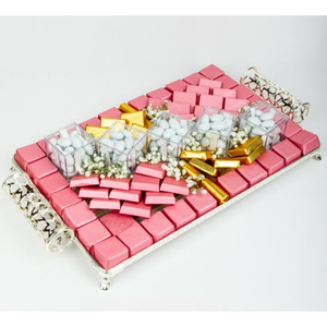 Plateau de service à chocolat en métal argenté de la meilleure qualité avec poignée affichage à Dessert pour la décoration de table à la maison et l'utilisation de mariage - Product Image 4