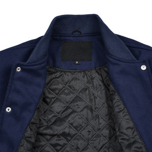 Winter Fashion Trending Style Thin Personalized Leather Sleeve Stand Collar Men's <b>Varsity</b> <b>Jacket</b> Custom Colors & Sizes Wholesale - Product Image 4