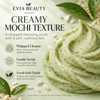 Nettoyant Visage Crème au Riz Mochi OEM ODM Marque Privée, Thé Vert et Eau de Riz, Gommage Doux Hydratant Nettoyage en Profondeur 120g