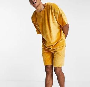 Nouveau design 2026 été porte plage vêtements de sport en plein air Fitness Gym entraînement homme velours velours survêtement 2 pièces ensemble court respirant - Product Image 6