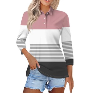 2025 100% camisas Polo de algodón con cuello levantado camisas Polo con estilo de alta calidad para mujer camisa de verano personalizada para mujer - Product Image 1